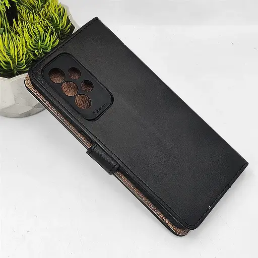[PO42FBSA33-4-2] Samsung A33 5G NMT Premium Luxuary Leather Book Case (Black)
