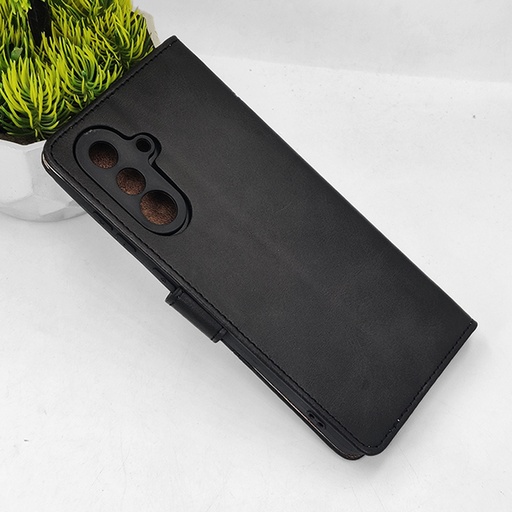 [PO42FBSA56-4-2] Samsung A36|A56 5G NMT Premium Luxuary Leather Book Case (Black) 