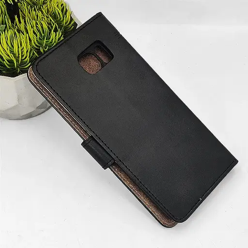 [PO42FBSS7EDGE-4-2] Samsung S7 Edge NMT Premium Luxuary Leather Book Case (Black)