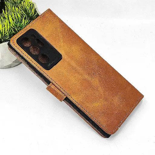 [PO42FBSNOT20U-4-5] Samsung Note 20 Ultra NMT Premium Luxuary Leather Book Case (Golden)