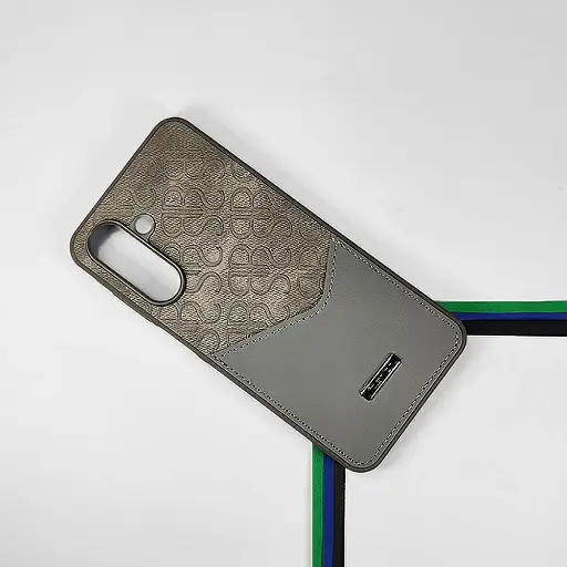 [PO42BSA56-5-9] Samsung A56|A36 5G Logo Leather Pocket|Card Holder Back Case (Gray)