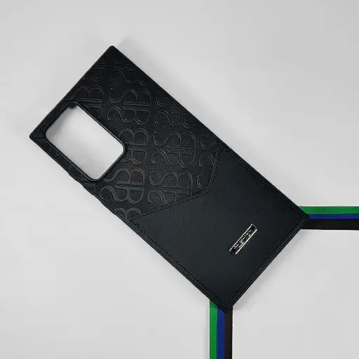 [PO42BSNOT20U-5-2] Samsung Galaxy Note 20 Ultra  Logo Leather Pocket|Card Holder Back Case (Black)