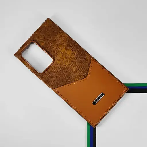 [PO42BSNOT20U-5-13] Samsung Galaxy Note 20 Ultra  Logo Leather Pocket|Card Holder Back Case (Brown)