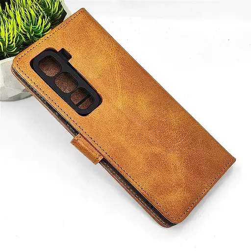 [PO42FBIHOT50PRPL-4-5] Infinix HOT 50 Pro Plus NMT Premium Luxuary Leather Book Case (Golden)