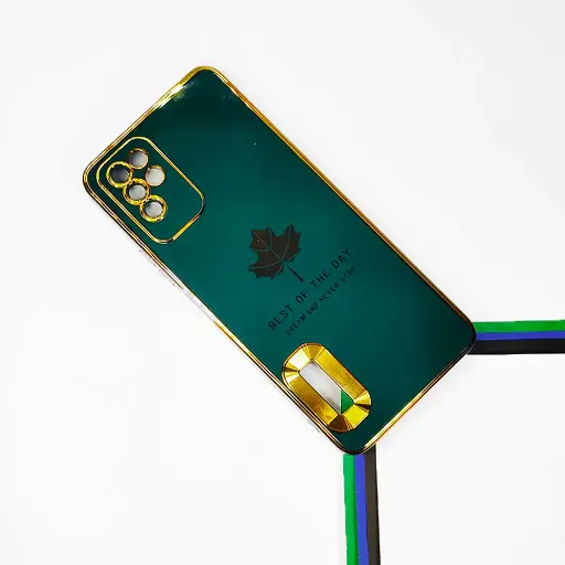 [PO29BINOT10-6-11] Infinix Note 10|Note 11i Leaf Gold Chrome Logo Ring Back Case (Green)