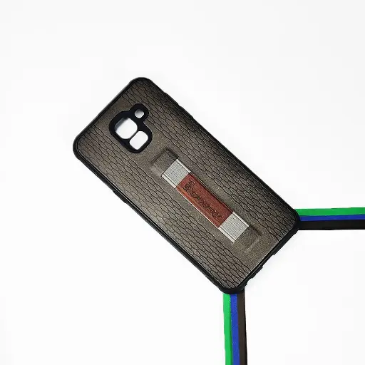 [PO18BSJ6-8-9] Samsung Galaxy J6 2018 Soft Canary Logo Strip Leather Back Case (Gray)