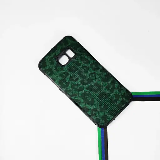 [PO18BSS6EDG-20-11] Samsung Galaxy S6 Edge Lining Leather Texture Back Case (Green)