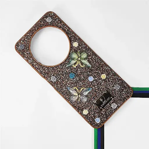 [PO9BMI14C-13-13] Redmi 14C|Poco C75 Swarovski Glam Crystal Butterfly Back Case (Brown)