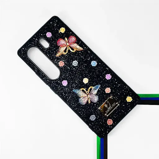 [PO9BTCMN40PR-13-2] Tecno Camon 40 Pro Swarovski Glam Crystal Butterfly Back Case (Black)
