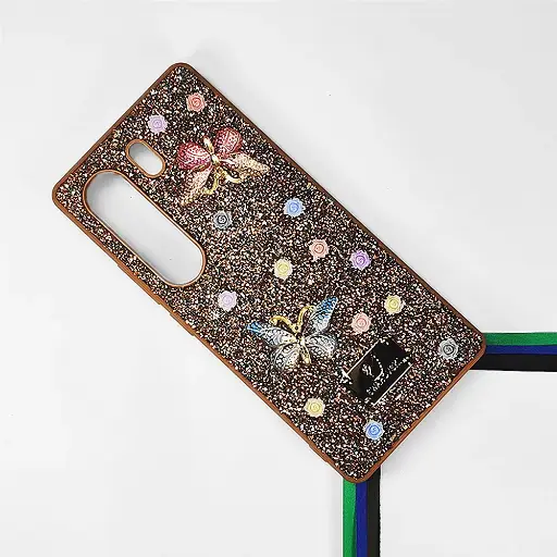 [PO9BTCMN40PR-13-13] Tecno Camon 40 Pro Swarovski Glam Crystal Butterfly Back Case (Brown)