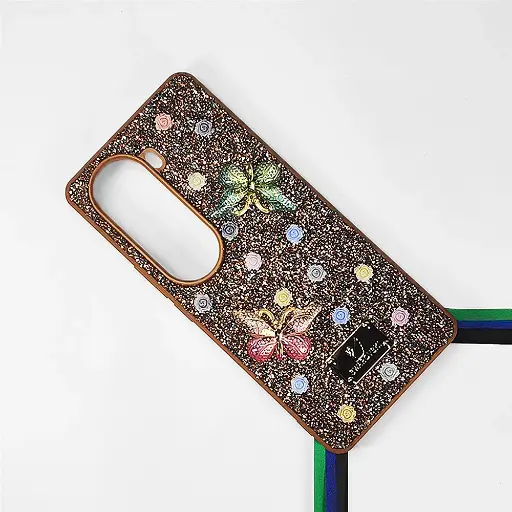 [PO9BVIV40E-13-13] Vivo V40E 5G Swarovski Glam Crystal Butterfly Back Case (Brown)