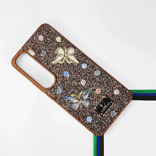 [PO9BVIY200-13-13] Vivo V40 Lite| Y200 4G Swarovski Glam Crystal Butterfly Back Case (Brown)