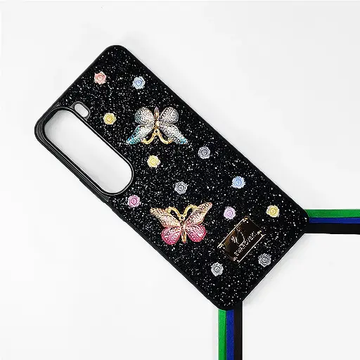 [PO9BVIY200-13-2] Vivo V40 Lite| Y200 4G Swarovski Glam Crystal Butterfly Back Case (Black)
