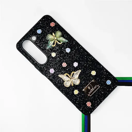 [PO9BVIY04-13-2] Vivo Y04 4G|Y19e 4G Swarovski Glam Crystal Butterfly Back Case (Black)