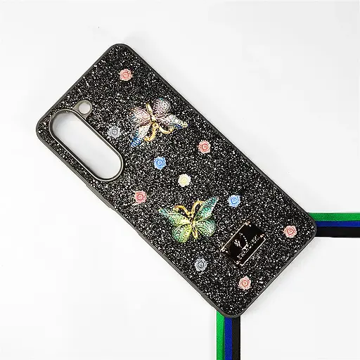[PO9BVIY04-13-36] Vivo Y04 4G|Y19e 4G Swarovski Glam Crystal Butterfly Back Case (Natural Titanium)