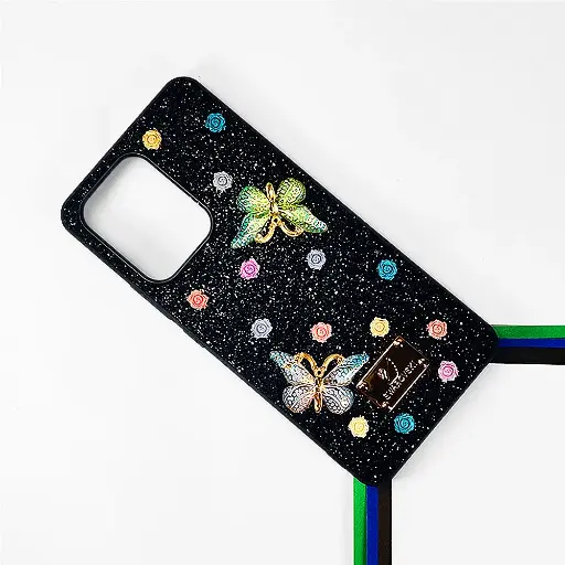 [PO9BORNO13F-13-2] Oppo Reno 13F Swarovski Glam Crystal Butterfly Back Case (Black)