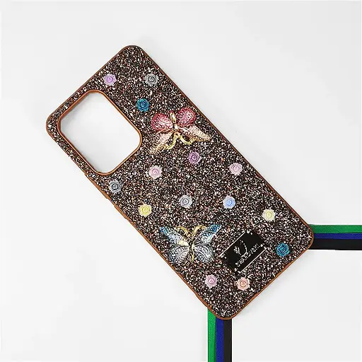 [PO9BORNO13F-13-13] Oppo Reno 13F Swarovski Glam Crystal Butterfly Back Case (Brown)