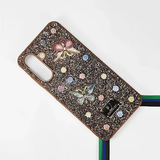[PO9BSA26-13-13] Samsung A26 5G Swarovski Glam Crystal Butterfly Back Case (Brown)
