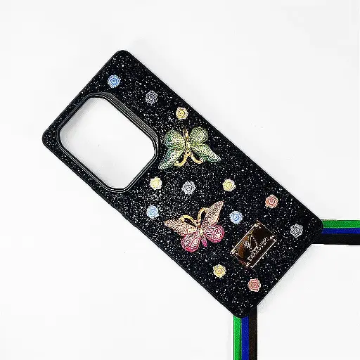 [PO9BINOT50PR-13-2] Infinix Note 50 Pro 4G Swarovski Glam Crystal Butterfly Back Case (Black)