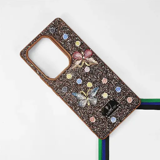 [PO9BINOT50PR-13-13] Infinix Note 50 Pro 4G Swarovski Glam Crystal Butterfly Back Case (Brown)