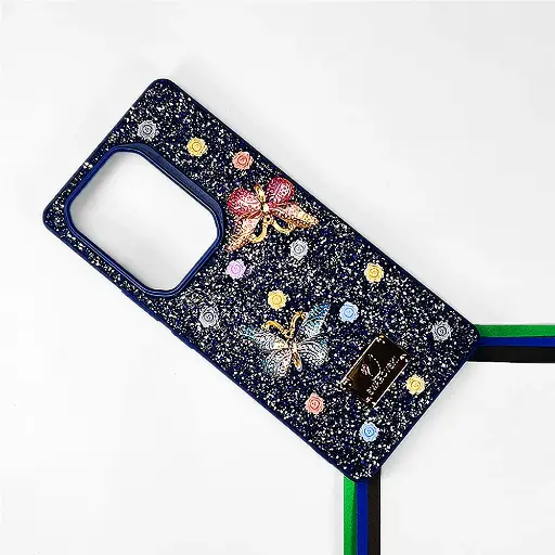 [PO9BINOT50PR-13-17] Infinix Note 50 Pro 4G Swarovski Glam Crystal Butterfly Back Case (Navy Blue)