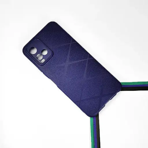 [PO14BVIY33S-75-17] Vivo Y33s|Y33T|Y21T|Y21s PU Leather Texture Skin Surfer Soft Silicone Back Case (Navy Blue)