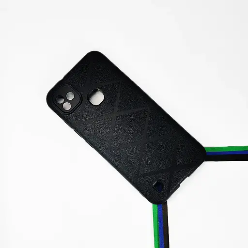 [PO14BISMRTHD-75-2] Infinix Smart HD PU Leather Texture Skin Surfer Soft Silicone Back Case (Black)