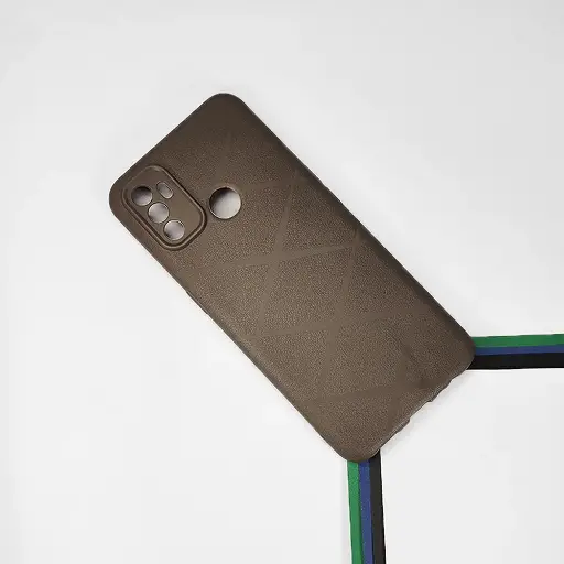 [PO14BOA53-75-13] Oppo A53 PU Leather Texture Skin Surfer Soft Silicone Back Case (Brown)