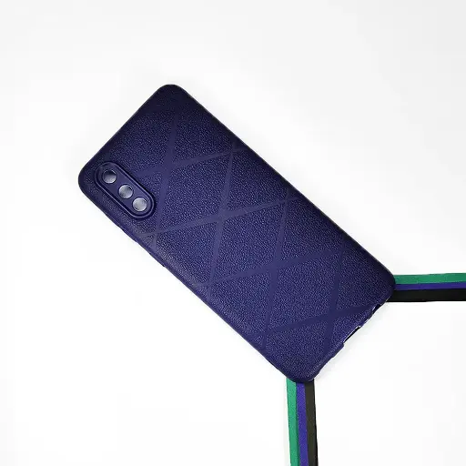 [PO14BSA02-75-17] Samsung Galaxy A02|M02 PU Leather Texture Skin Surfer Soft Silicone Back Case (Navy Blue)