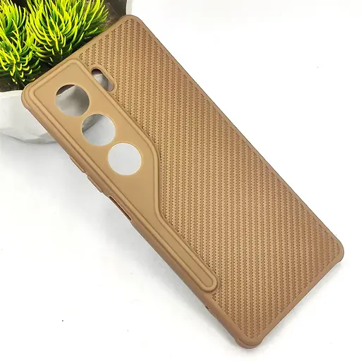 [PO14BTCMN40PR-2-13] Tecno Camon 40 Pro Carbon Texture Lining Soft Silicone Back Case (Brown)