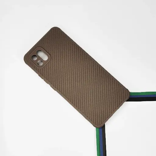 [PO14BOA16K-74-13] Oppo A16E/A16K Carbon Texture Lining Soft Silicone Back Case (Brown)