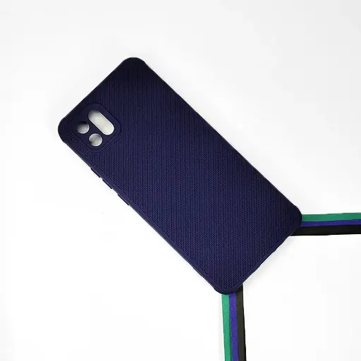 [PO14BOA16K-74-17] Oppo A16E/A16K Carbon Texture Lining Soft Silicone Back Case (Navy Blue)