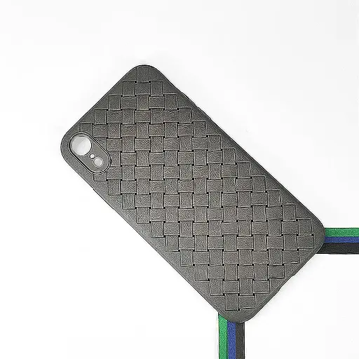 [PO14BIPXR-52-36] iPhone XR Woven With Leather Feel Soft Silicone Back Case (Natural Titanium)