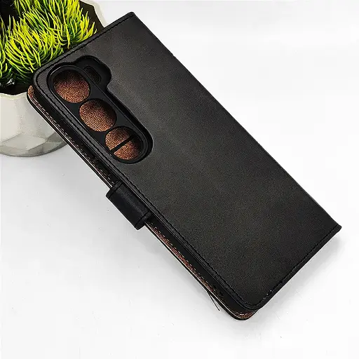 [PO42FBVIY200-4-2] Vivo Y200 4G|V40 Lite|Y300 5G NMT Premium Luxuary Leather Book Case (Black)