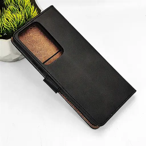 [PO42FBVIY100-4-2] Vivo Y100|Y200E|V30 Lite 5G NMT Premium Luxuary Leather Book Case (Black)