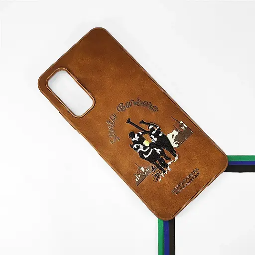 [PO43BSA05S-17-13] Samsung Galaxy A05S Velvet Embroidery Santa Barbara Polo Racquet Club Back Case (Brown)