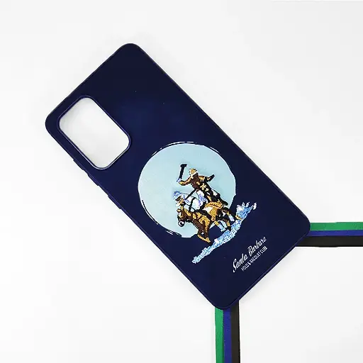 [PO43BSA52-17-17] Samsung Galaxy A52/A52S Velvet Embroidery Santa Barbara Polo Racquet Club Back Case (Navy Blue)