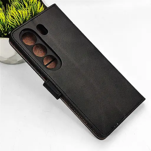 [PO42FBTCMN40PR-4-2] Tecno Camon 40 Pro 4G NMT Premium Luxuary Leather Book Case (Black)