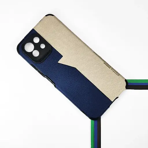 [PO18BMI11L-6-17] Xiaomi Redmi 11 Lite Huida Dual Leather Back Case (Navy Blue)