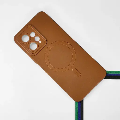 [PO14BMINOT12-16-13] Xiaomi Redmi Note 12 Soft Silicone Magsafe Logo Back Case (Brown)