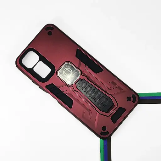 [PO39BMINOT11-2-21] Xiaomi Redmi Note 11|Note 11S Armour With Stand Back Case (Maroon)