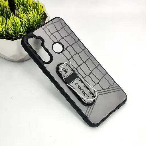 [PO36BORELME5-15-9] Oppo Realme 5|5i|5s|6i CANARY Soft Silicone Leather Texture With Stand Mobile Back Case (Gray)