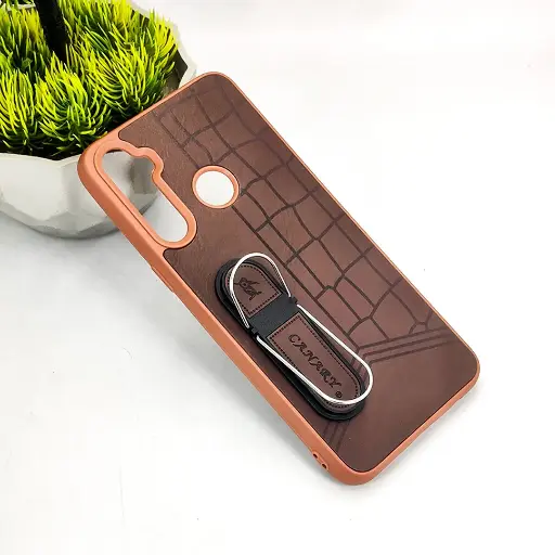[PO36BORELME5-15-34] Oppo Realme 5|5i|5s|6i CANARY Soft Silicone Leather Texture With Stand Mobile Back Case (Dark Brown)