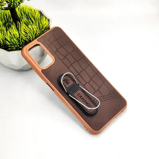 [PO36BSA03S-15-34] Samsung A02S|A03S CANARY Soft Silicone Leather Texture With Stand Mobile Back Case (Dark Brown)