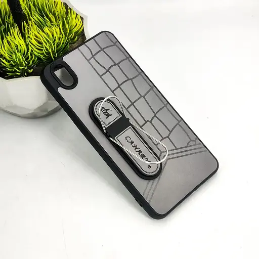 [PO36BOA37-15-9] Oppo A37 CANARY Soft Silicone Leather Texture With Stand Mobile Back Case (Gray)