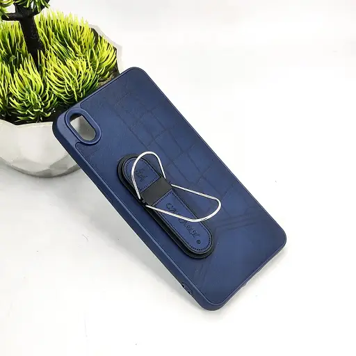 [PO36BOA37-15-17] Oppo A37 CANARY Soft Silicone Leather Texture With Stand Mobile Back Case (Navy Blue)