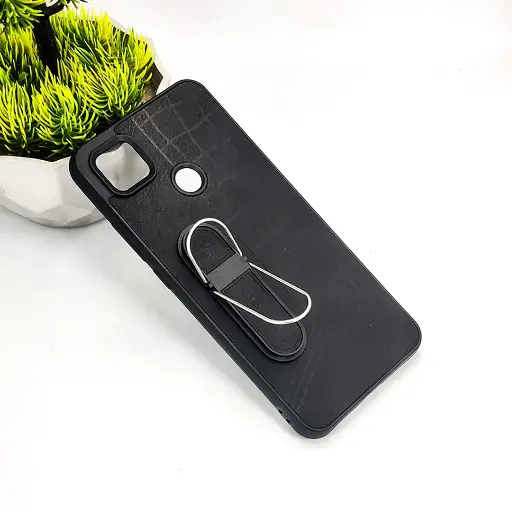 [PO36BMI9C-15-2] Redmi 10A|9C CANARY Soft Silicone Leather Texture With Stand Mobile Back Case (Black)