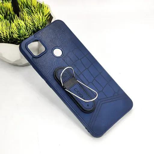 [PO36BMI9C-15-17] Redmi 10A|9C CANARY Soft Silicone Leather Texture With Stand Mobile Back Case (Navy Blue)