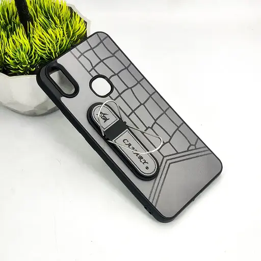 [PO36BVIV9-15-9] Vivo V9/Y85/V9 Pro/Y89 CANARY Soft Silicone Leather Texture With Stand Mobile Back Case (Gray) 