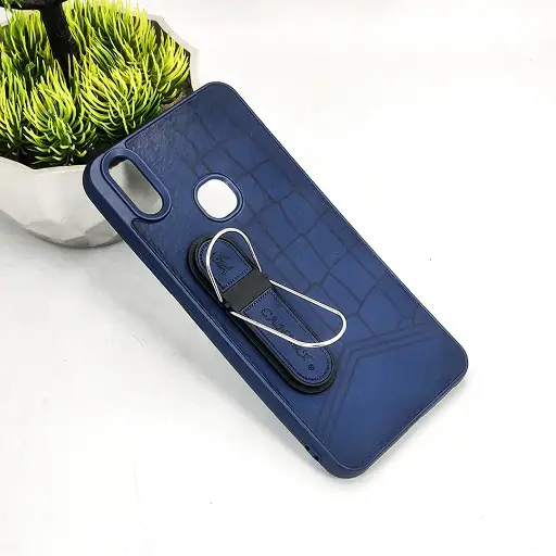 [PO36BVIV9-15-17] Vivo V9/Y85/V9 Pro/Y89 CANARY Soft Silicone Leather Texture With Stand Mobile Back Case (Navy Blue)